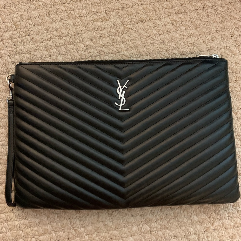 Yves Saint Lauren Monogram Leather Pouch